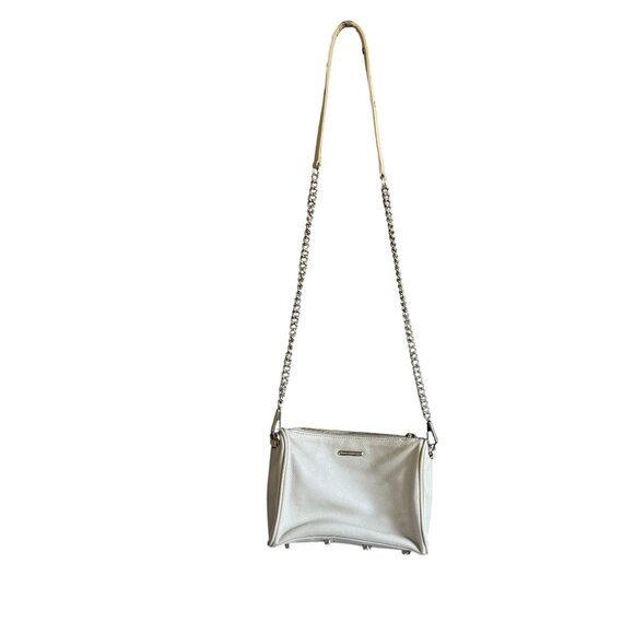 Rebecca Minkoff Leather with Chain Mini 5 Zip Crossbody Bag Womens Gray - Picture 1 of 11
